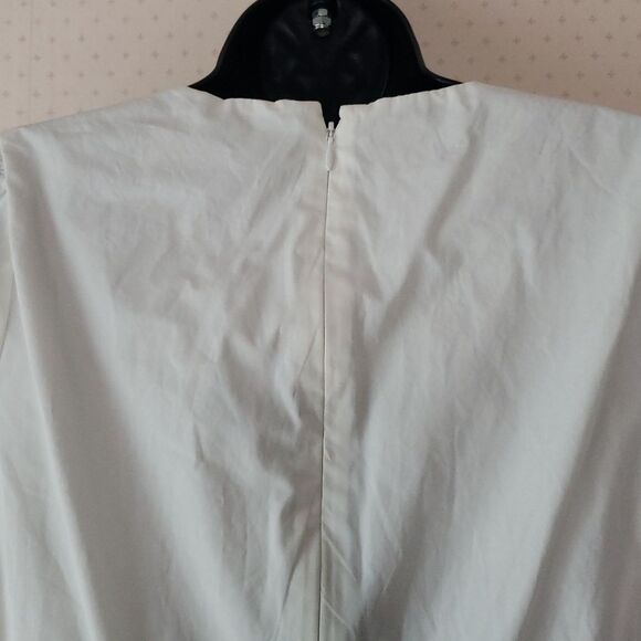 NEW * Madewell Women's Coquette Babydoll Deep-V Tie Front White Midi Dress 6 - Picture 7 of 11